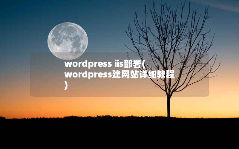 wordpress iis部署(wordpress建网站详细教程)