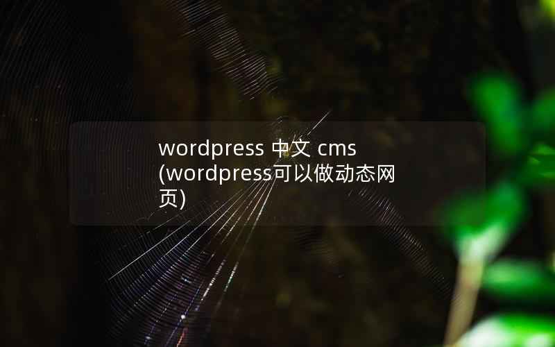 wordpress 中文 cms(wordpress可以做动态网页)