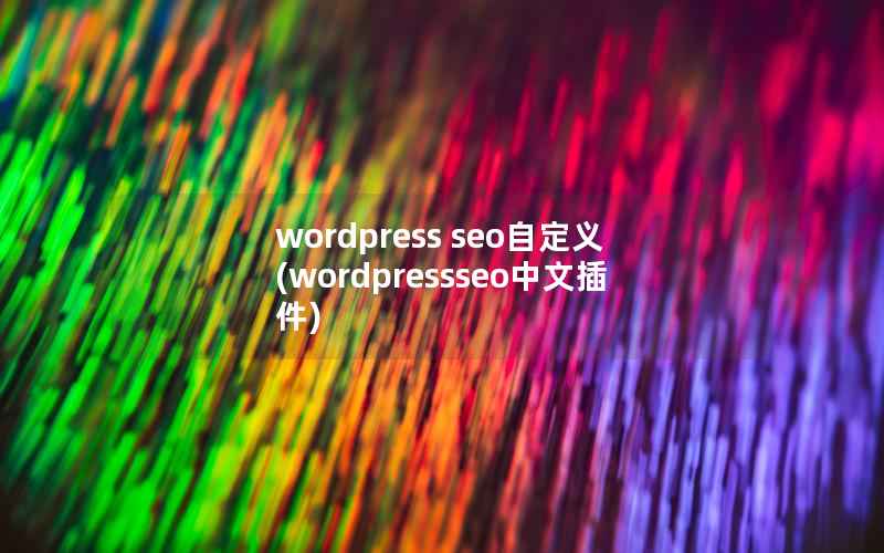 wordpress seo自定义(wordpressseo中文插件)