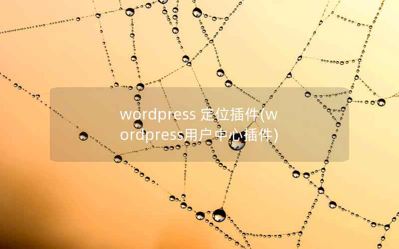 wordpress 定位插件(wordpress用户中心插件)
