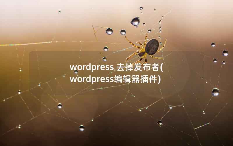 wordpress 去掉发布者(wordpress编辑器插件)