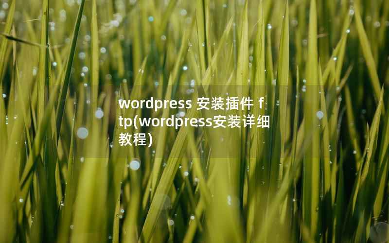 wordpress 安装插件 ftp(wordpress安装详细教程)