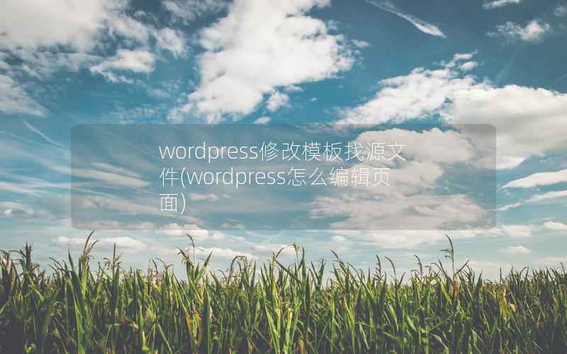 wordpress修改模板找源文件(wordpress怎么编辑页面)