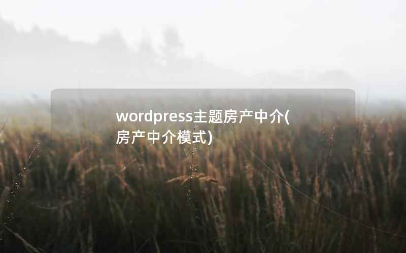 wordpress主题房产中介(房产中介模式)