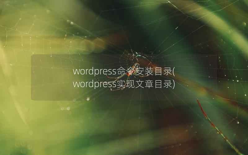 wordpress命令安装目录(wordpress实现文章目录)