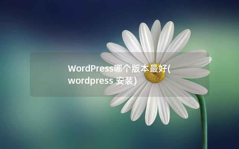 WordPress哪个版本最好(wordpress 安装)