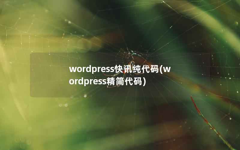 wordpress快讯纯代码(wordpress精简代码)