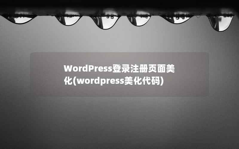 WordPress登录注册页面美化(wordpress美化代码)