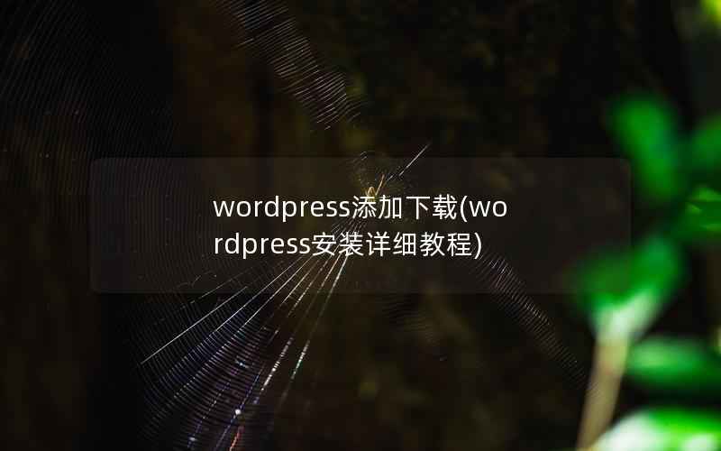 wordpress添加下载(wordpress安装详细教程)