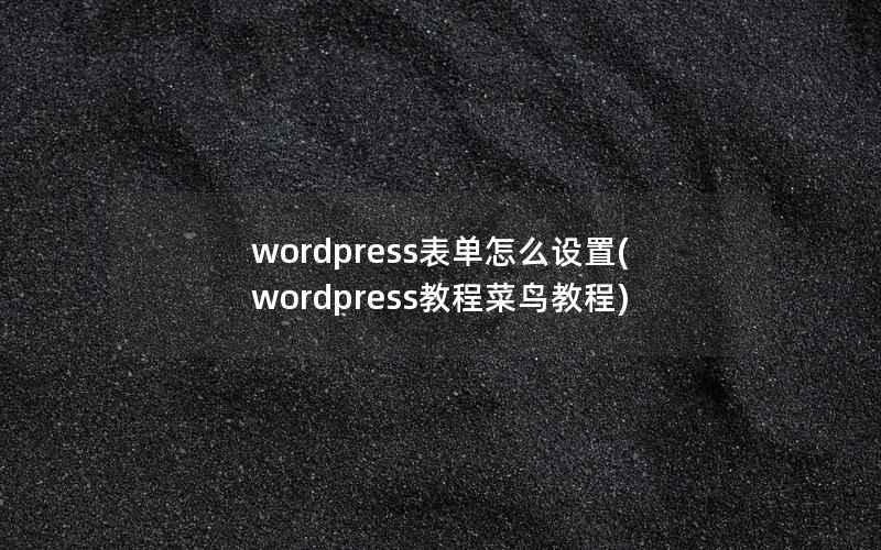 wordpress表单怎么设置(wordpress教程菜鸟教程)