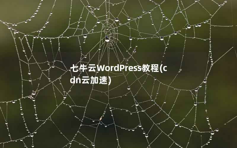 七牛云WordPress教程(cdn云加速)