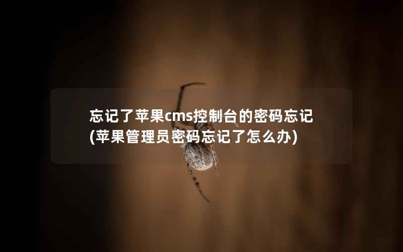 忘记了苹果cms控制台的密码忘记(苹果管理员密码忘记了怎么办)