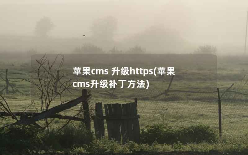 苹果cms 升级https(苹果cms升级补丁方法)