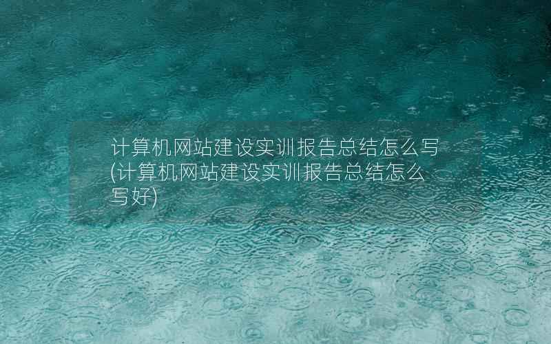 计算机网站建设实训报告总结怎么写(计算机网站建设实训报告总结怎么写好)