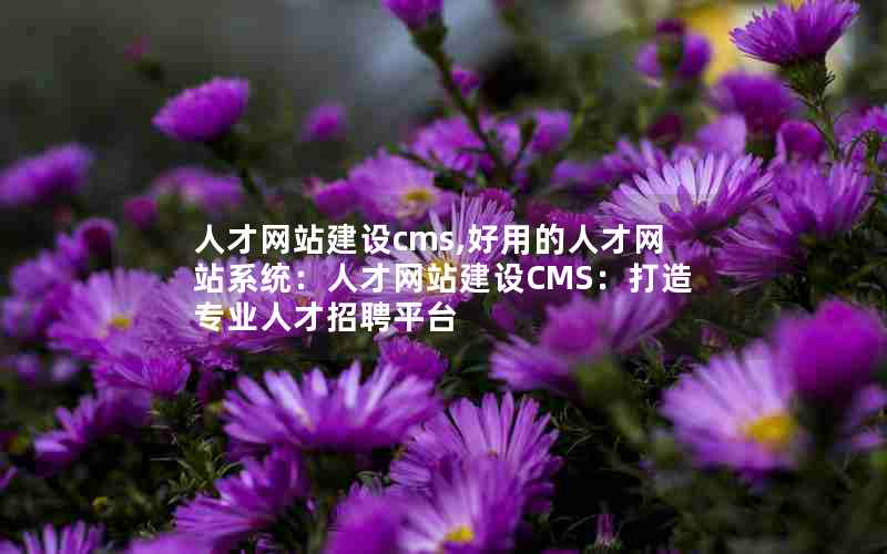 人才网站建设cms,好用的人才网站系统：人才网站建设CMS：打造专业人才招聘平台