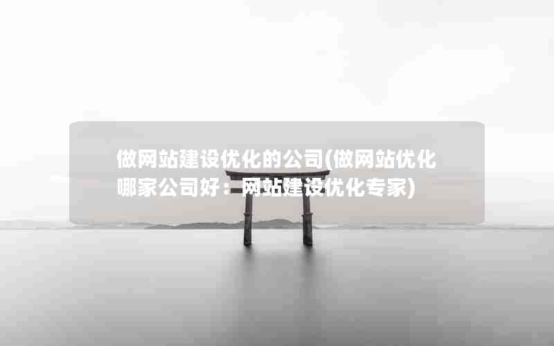 做网站建设优化的公司(做网站优化哪家公司好：网站建设优化专家)