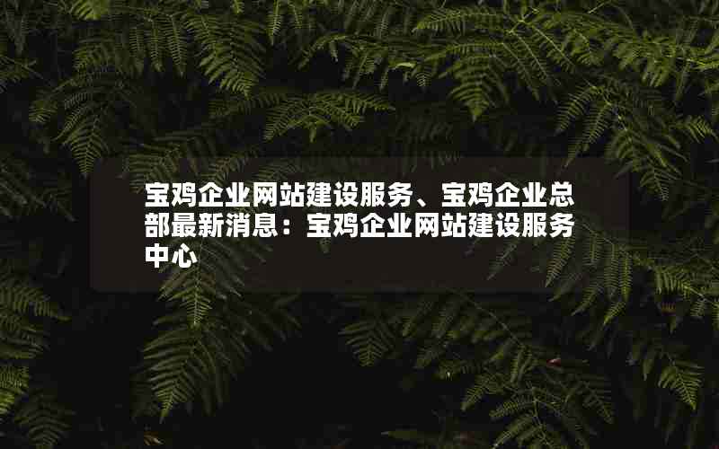 宝鸡企业网站建设服务、宝鸡企业总部最新消息：宝鸡企业网站建设服务中心