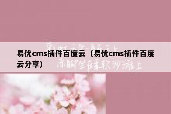 易优cms插件百度云（易优cms插件百度云分享）