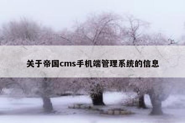 关于帝国cms手机端管理系统的信息 第1张