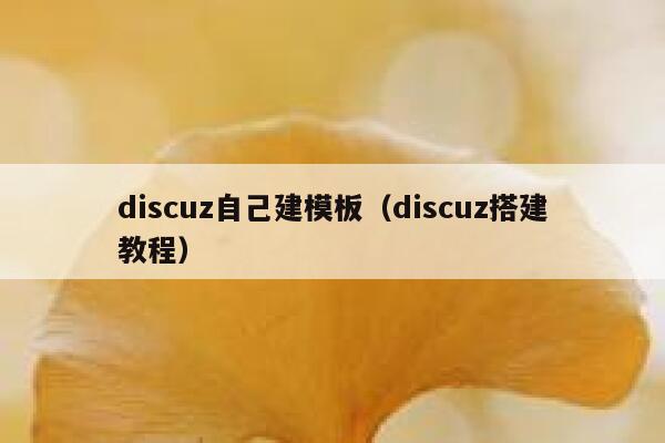 discuz自己建模板（discuz搭建教程）