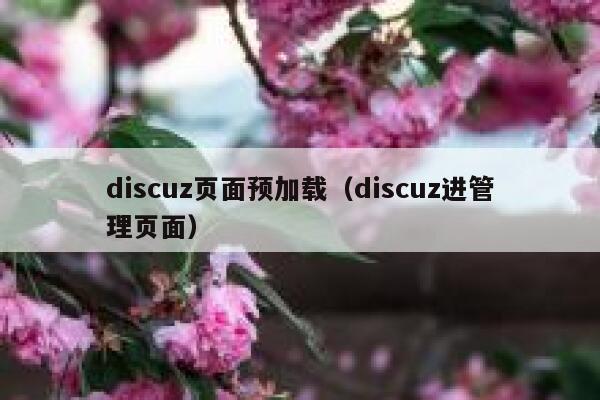 discuz页面预加载（discuz进管理页面）