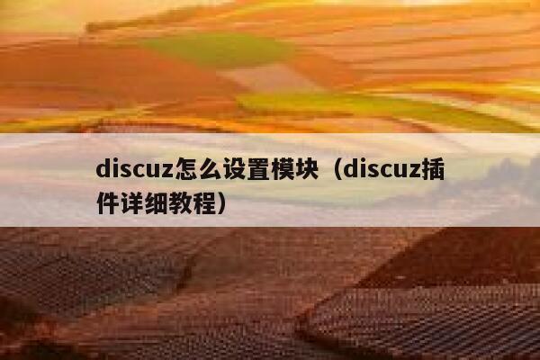 discuz怎么设置模块（discuz插件详细教程）