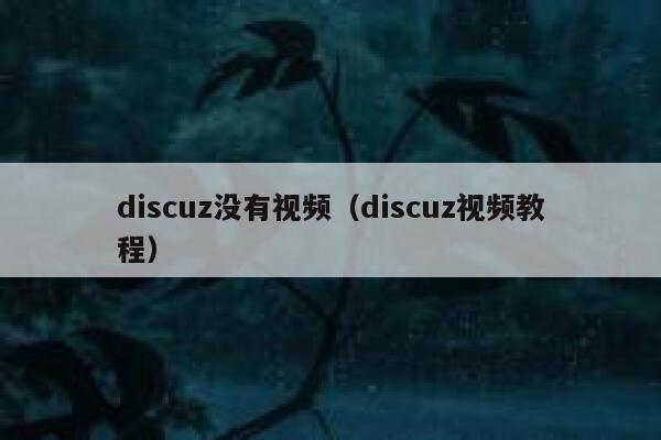 discuz没有视频（discuz视频教程）