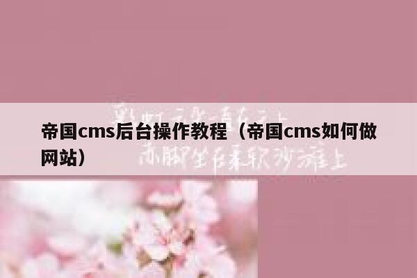 帝国cms后台操作教程（帝国cms如何做网站）