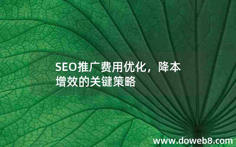 SEO推广费用优化，降本增效的关键策略