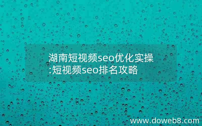 湖南短视频seo优化实操:短视频seo排名攻略