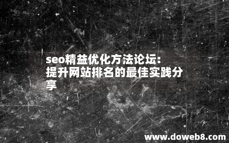 seo精益优化方法论坛:提升网站排名的最佳实践分享