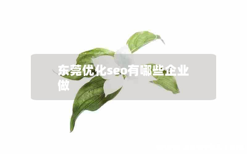 东莞优化seo有哪些企业做