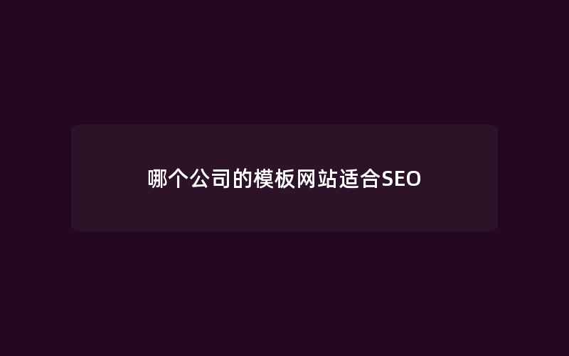 哪个公司的模板网站适合SEO