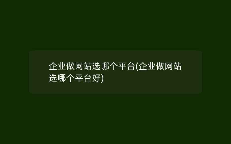 企业做网站选哪个平台(企业做网站选哪个平台好)