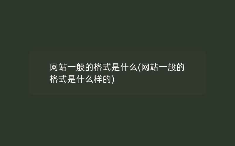 网站一般的格式是什么(网站一般的格式是什么样的)