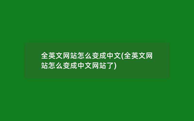 全英文网站怎么变成中文(全英文网站怎么变成中文网站了)