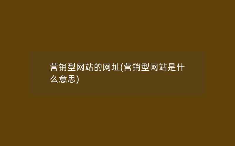 营销型网站的网址(营销型网站是什么意思)