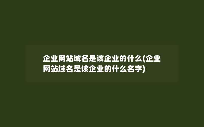 企业网站域名是该企业的什么(企业网站域名是该企业的什么名字)