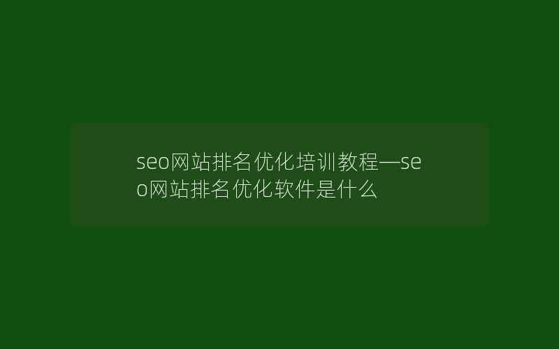 seo网站排名优化培训教程—seo网站排名优化软件是什么