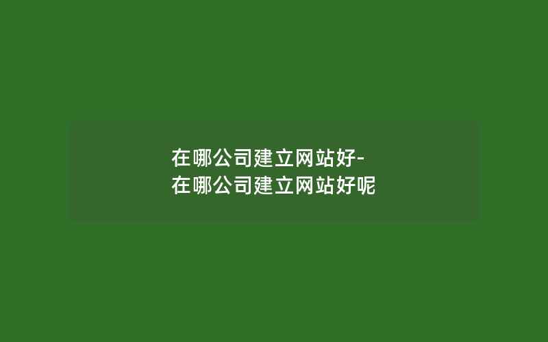 在哪公司建立网站好-在哪公司建立网站好呢