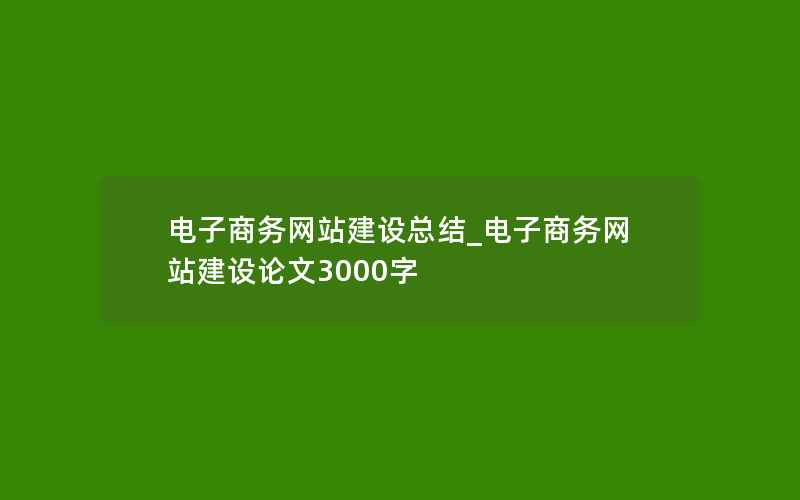 电子商务网站建设总结_电子商务网站建设论文3000字