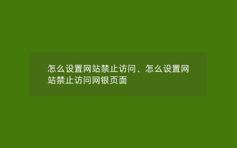 怎么设置网站禁止访问、怎么设置网站禁止访问网银页面