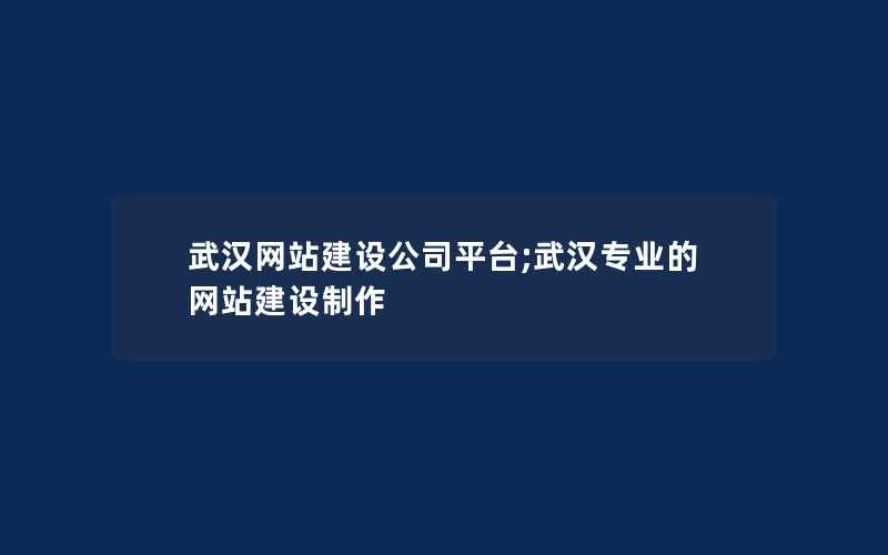 武汉网站建设公司平台;武汉专业的网站建设制作