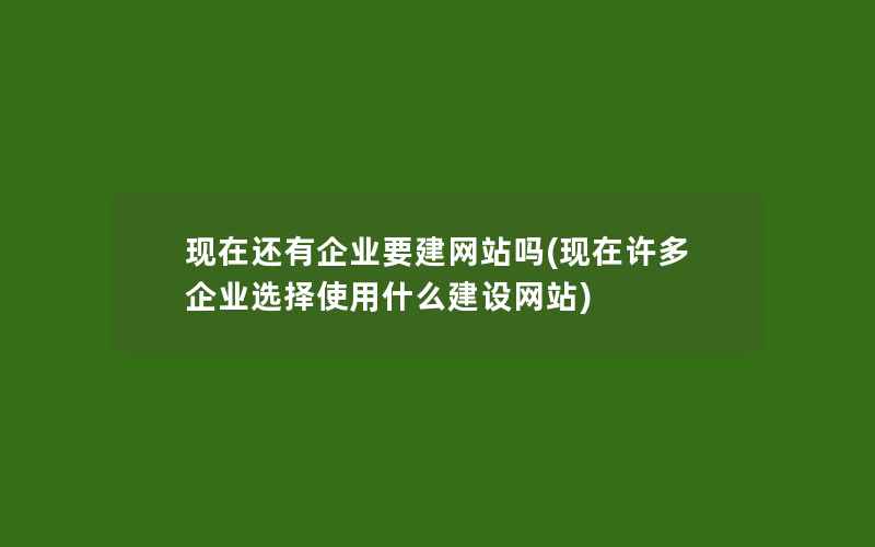 现在还有企业要建网站吗(现在许多企业选择使用什么建设网站)