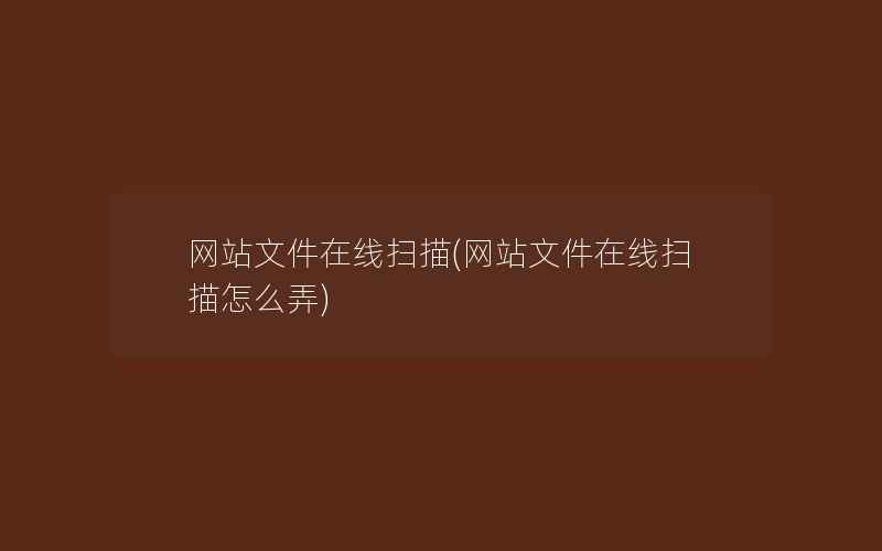 网站文件在线扫描(网站文件在线扫描怎么弄)