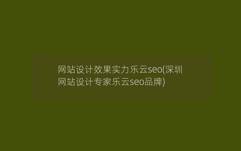 网站设计效果实力乐云seo(深圳网站设计专家乐云seo品牌)