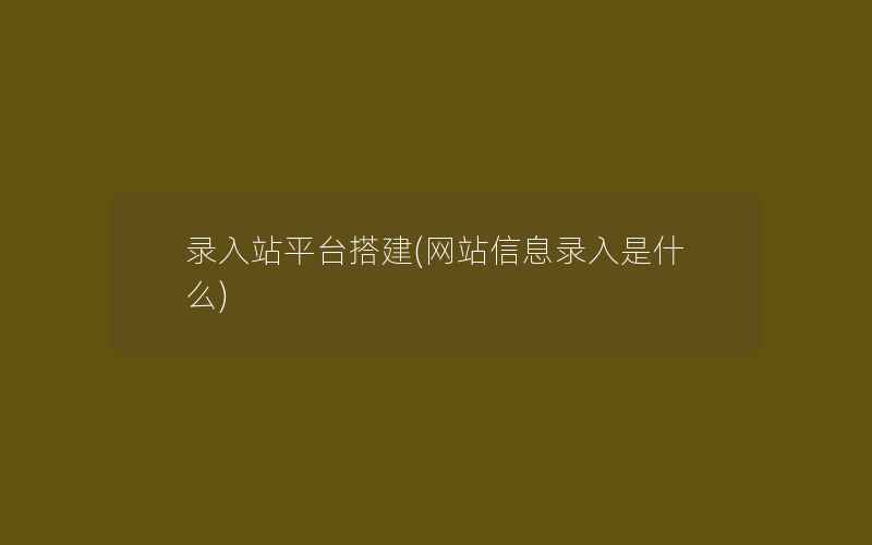 录入站平台搭建(网站信息录入是什么)