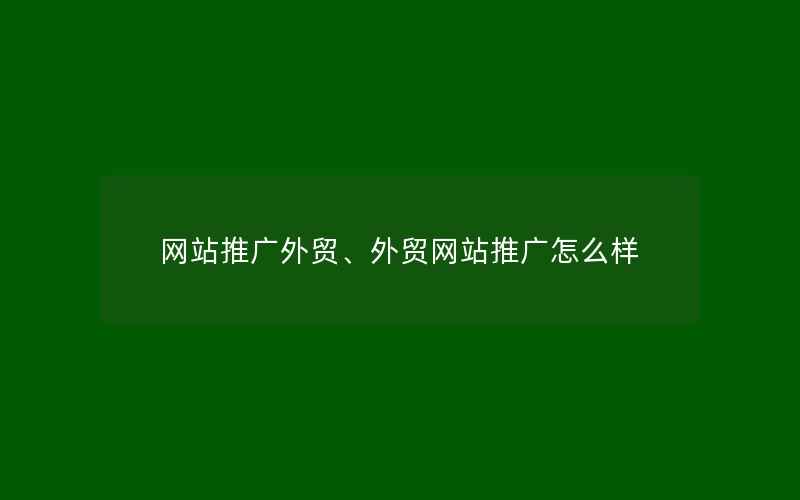 网站推广外贸、外贸网站推广怎么样