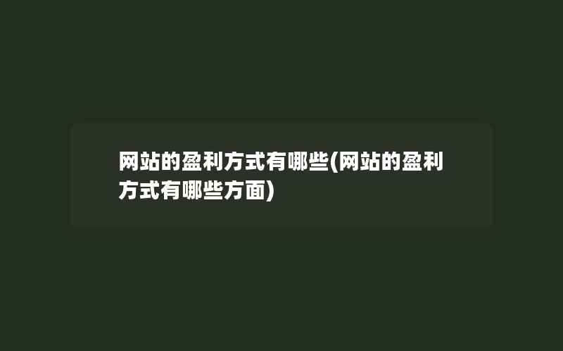 网站的盈利方式有哪些(网站的盈利方式有哪些方面)