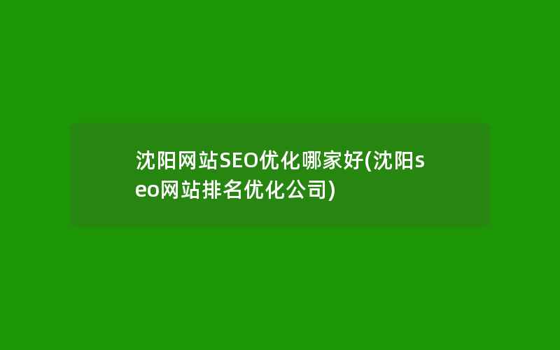 沈阳网站SEO优化哪家好(沈阳seo网站排名优化公司)